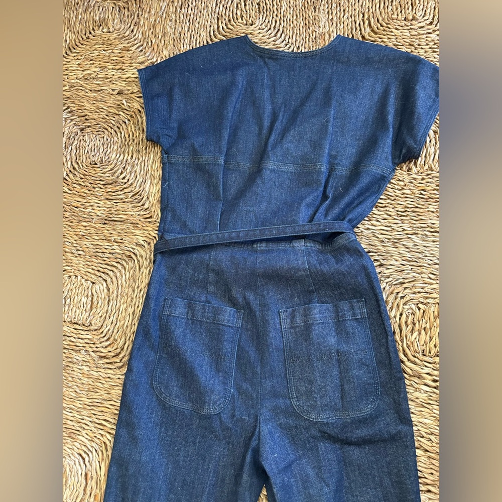 Rachel Comey Navy Blue Denim Jumpsuit with Belt - Picture 8 of 14